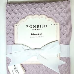 Bonbini NY Knit Baby Blanket Pink Lavender Purple Cable Knit Soft NWT